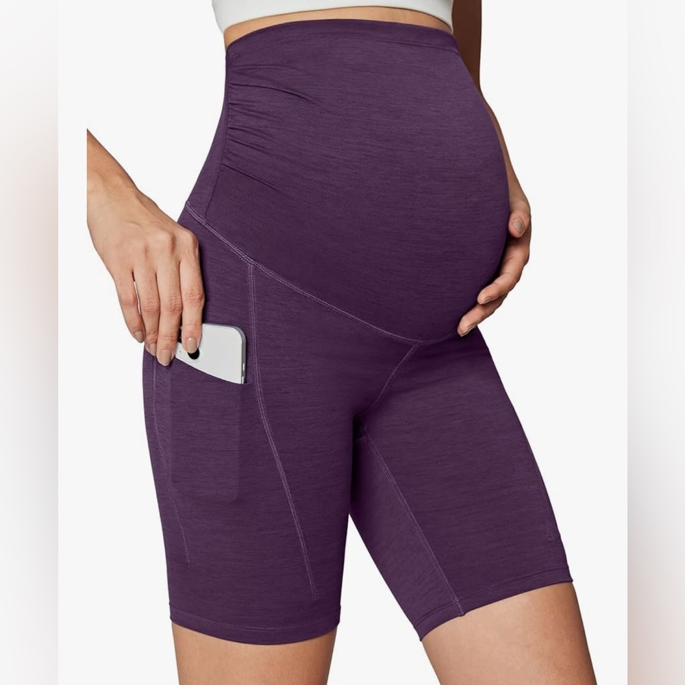 M1 NWT Ewedoos Maternity Over Belly Biker Shorts with Pockets‎ - Size: Small
